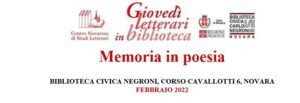 Giovedì letterari febbraio 2023: La società d’oggi nella memoria di un cantautore @ Biblioteca Civica Negroni Novara