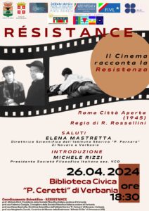 Résistance. Il cinema racconta la Resistenza. @ Biblioteca Ceretti Verbania